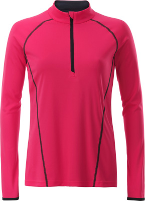 James & Nicholson - Ladies' Sportsshirt Longsleeve (bright pink/titan)