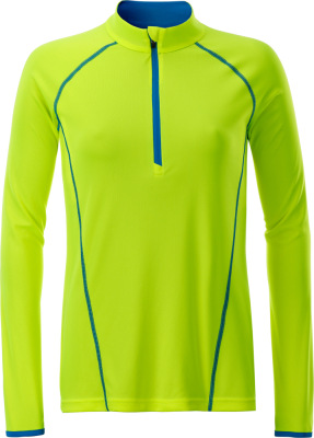 James & Nicholson - Damen Langarm Funktions-Shirt (bright yellow/bright blue)