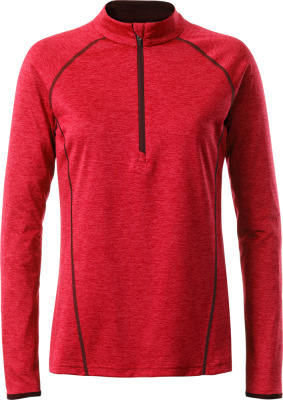 James & Nicholson - Ladies' Sportsshirt Longsleeve (red melange/titan)