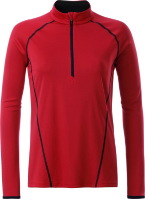 James & Nicholson - Ladies' Sportsshirt Longsleeve (red/black)