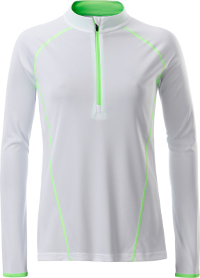 James & Nicholson - Ladies' Sportsshirt Longsleeve (white/bright green)