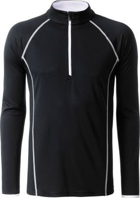 James & Nicholson - Men's Sportsshirt Longsleeve (black/white)
