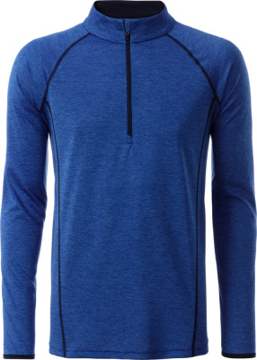 James & Nicholson - Men's Sportsshirt Longsleeve (blue melange/navy)