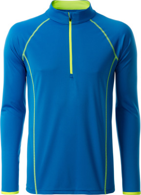 James & Nicholson - Herren Langarm Funktions-Shirt (bright blue/bright yellow)