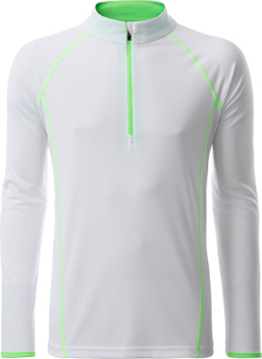James & Nicholson - Men's Sportsshirt Longsleeve (white/bright green)