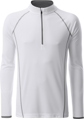 James & Nicholson - Men's Sportsshirt Longsleeve (white/silver)