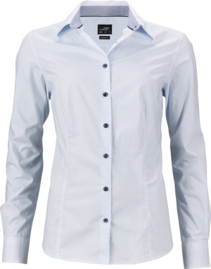 James & Nicholson - Popline Shirt "Diamonds" (white/light blue)