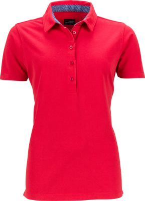 James & Nicholson - Damen Piqué Polo mit Kragenbesatz (red/blue white)