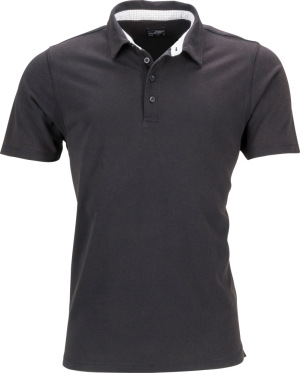 James & Nicholson - Herren Piqué Polo mit Kragenbesatz (black/white titan)