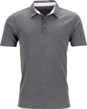 James & Nicholson - Herren Piqué Polo mit Kragenbesatz (graphite/white red)