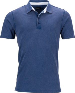 James & Nicholson - Men's Piqué Polo (navy/white light blue)