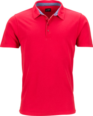 James & Nicholson - Herren Piqué Polo mit Kragenbesatz (red/blue white)