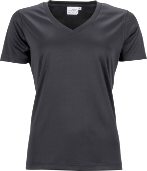 James & Nicholson - Damen V-Neck Sport T-Shirt (black)