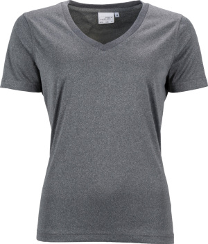 James & Nicholson - Damen V-Neck Sport T-Shirt (dark melange)