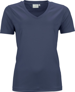 James & Nicholson - Damen V-Neck Sport T-Shirt (navy)