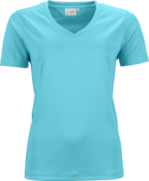 James & Nicholson - Damen V-Neck Sport T-Shirt (pacific)