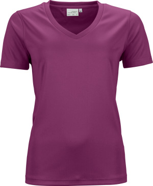 James & Nicholson - Damen V-Neck Sport T-Shirt (purple)