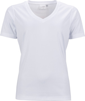 James & Nicholson - Damen V-Neck Sport T-Shirt (white)