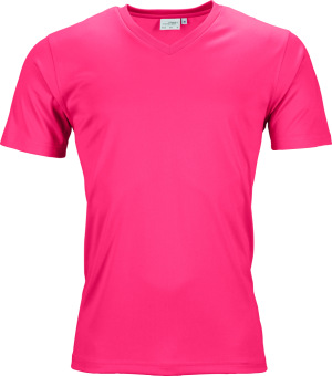 James & Nicholson - Herren V-Neck Sport T-Shirt (pink)