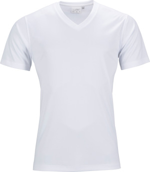 James & Nicholson - Herren V-Neck Sport T-Shirt (white)