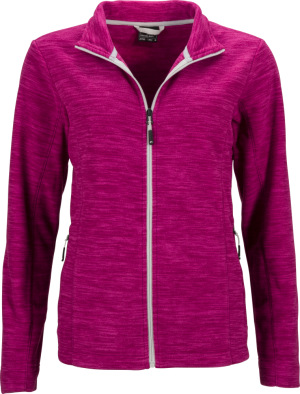 James & Nicholson - Damen Melange Fleece Jacke (berry melange/silver)