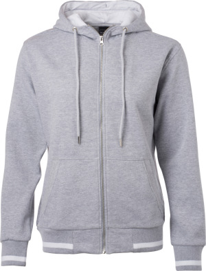 James & Nicholson - Damen Kapuzen Club Sweat Jacke (grey heather/ ​white)