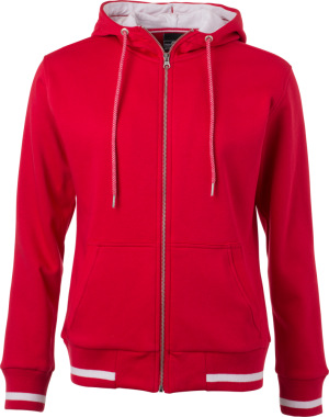 James & Nicholson - Damen Kapuzen Club Sweat Jacke (red/ ​white)