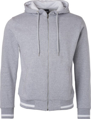 James & Nicholson - Herren Kapuzen Club Sweat Jacke (grey heather/ ​white)