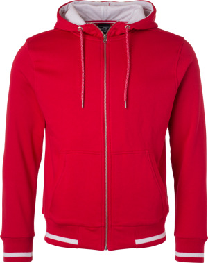 James & Nicholson - Herren Kapuzen Club Sweat Jacke (red/ ​white)