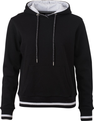 James & Nicholson - Damen Club Kapuzen Sweater (black/white)