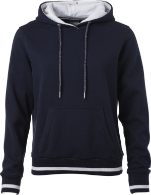 James & Nicholson - Ladies' Club Hooded Sweat (navy/white)