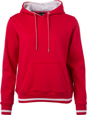 James & Nicholson - Ladies' Club Hooded Sweat (red/white)