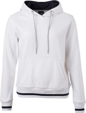 James & Nicholson - Damen Club Kapuzen Sweater (white/navy)