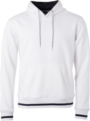 James & Nicholson - Herren Club Kapuzen Sweater (white/navy)