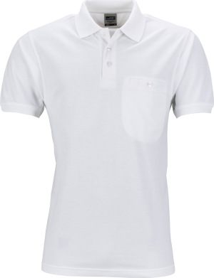 James & Nicholson - Men´s Workwear Polo Pocket (white)