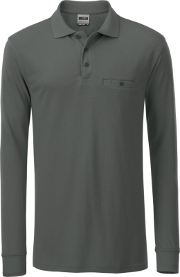 James & Nicholson - Herren Workwear Polo mit Brusttasche langarm (dark grey)