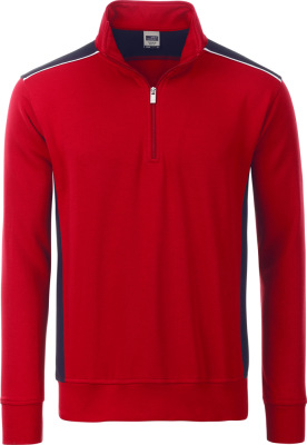 James & Nicholson - Workwear Halfzip Sweater (red/navy)