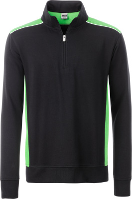 James & Nicholson - Workwear Halfzip Sweat (black/lime green)