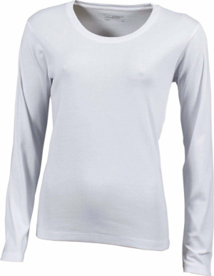James & Nicholson - Damen Ripp T-Shirt langarm (white)