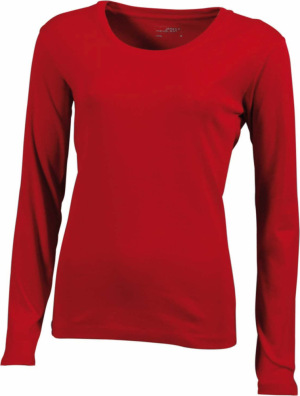James & Nicholson - Damen Ripp T-Shirt langarm (red)
