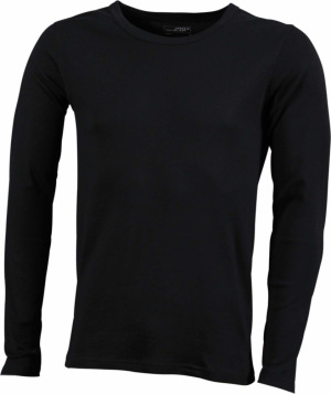James & Nicholson - Herren Ripp T-Shirt langarm (black)