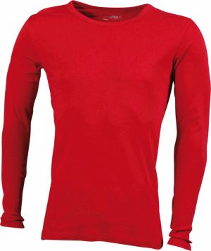 James & Nicholson - Herren Ripp T-Shirt langarm (red)