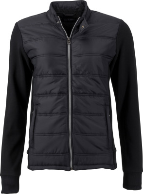 James & Nicholson - Damen Hybrid Sweat Jacke (black)