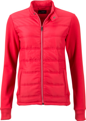 James & Nicholson - Damen Hybrid Sweat Jacke (light red)