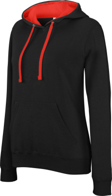 Kariban - Ladies' 2-tone Hooded Sweat (black/red)