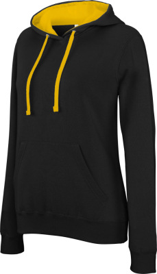 Kariban - Ladies' 2-tone Hooded Sweat (black/yellow)