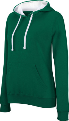 Kariban - Damen Kontrast Kapuzen Sweater (light kelly green/white)