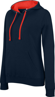 Kariban - Damen Kontrast Kapuzen Sweater (navy/red)