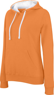 Kariban - Damen Kontrast Kapuzen Sweater (orange/white)