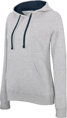 Kariban - Damen Kontrast Kapuzen Sweater (oxford grey/navy)